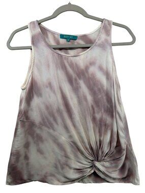 River + Sky Womens Tank Top Sz XS Purple Tie-Dye Knotted Waist Athleisure Boho